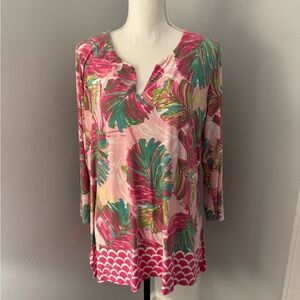 PAPPAGALLO XL Tunic Top pink/Green. Long sleeve